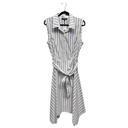NWT Lafayette 148 White Blue Stripe Sleeveless Button Down Dress Womens X-Large