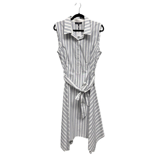 NWT Lafayette 148 White Blue Stripe Sleeveless Button Down Dress Womens X-Large