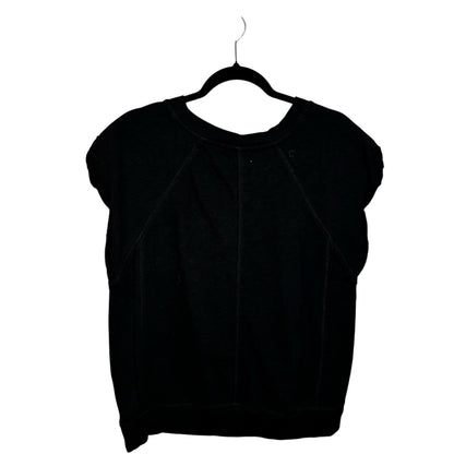 Pilcro Black Floral Sleeveless Crewneck Cotton Muscle Sweatshirt Womens Medium