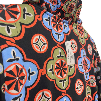 Gretchen Scott Jersey Ruffneck Dress Sundial Black Multicolor Womens Large