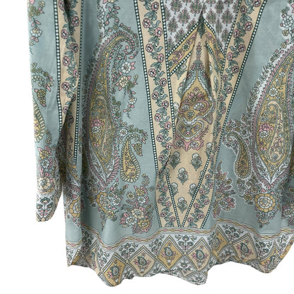 Soft Surroundings Tabitha Long Sleeve Tunic Top Floral Paisley Print Medium