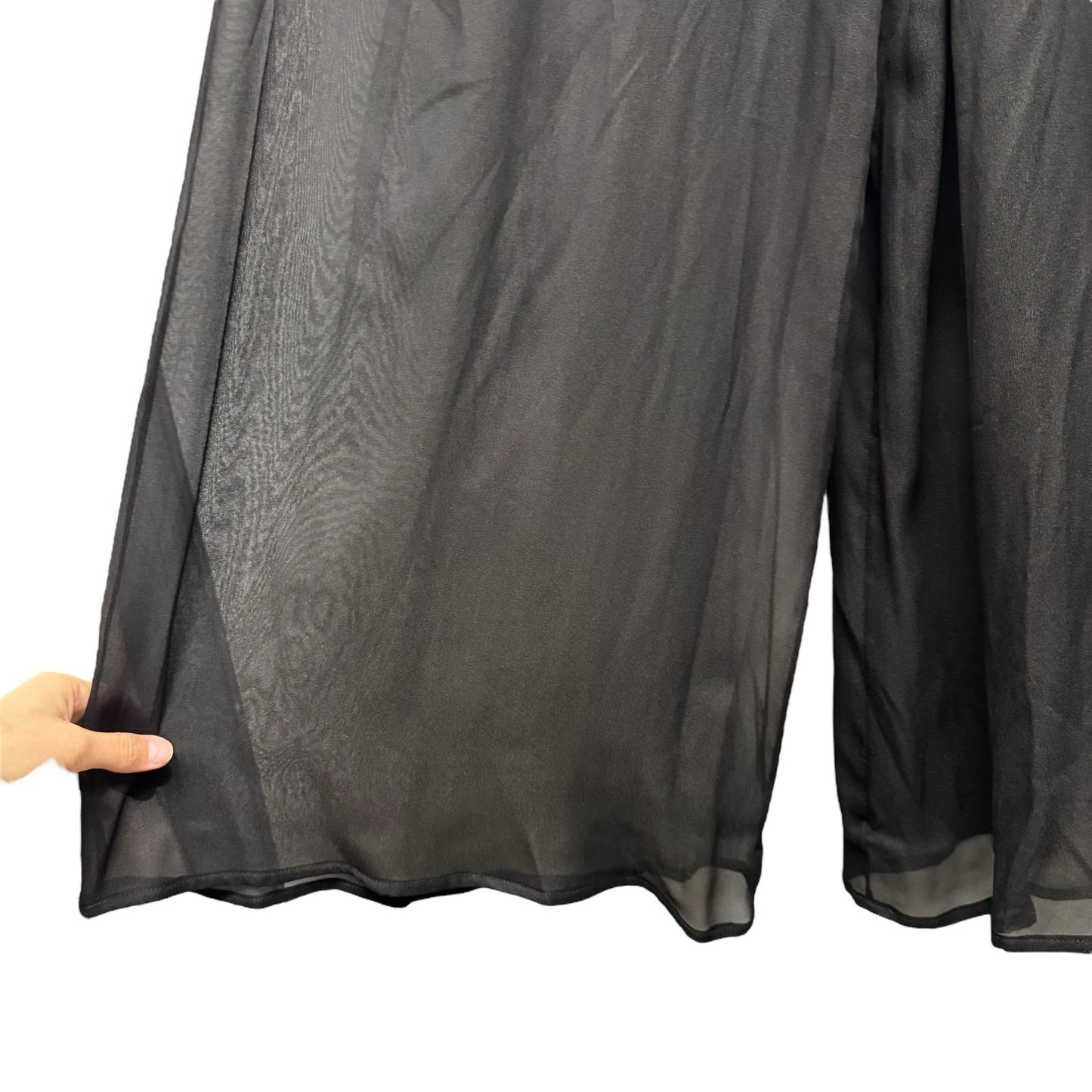 NWT Dolce & Gabbana Black High Rise Silk Chiffon Wide Leg Pants Womens 0
