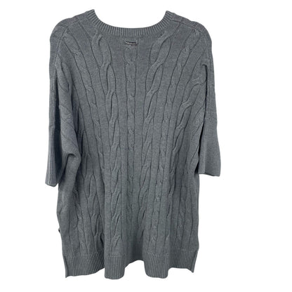 Michael Michael Kors Gray Cable Knit Short Sleeve Pullover Sweater Large / XL