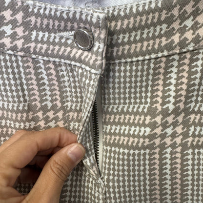 J. McLaughlin Brown Blush Houndstooth High Rise Cotton Ankle Pants Womens 10