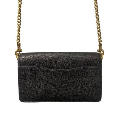 Coach Tabby Mixed Leather Chain Crossbody Bag With Gem C Closure Black Gold
