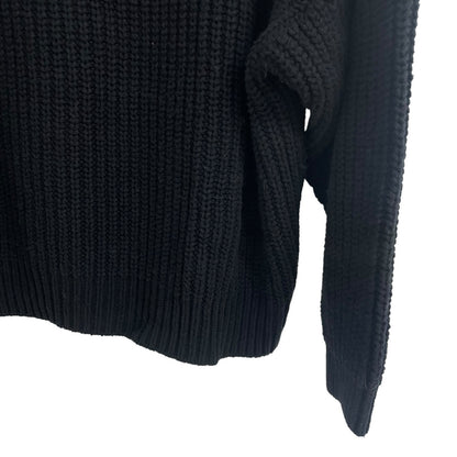 Free People Swim Too Deep Turtleneck Sweater Black Oversized Fit Womens Medium