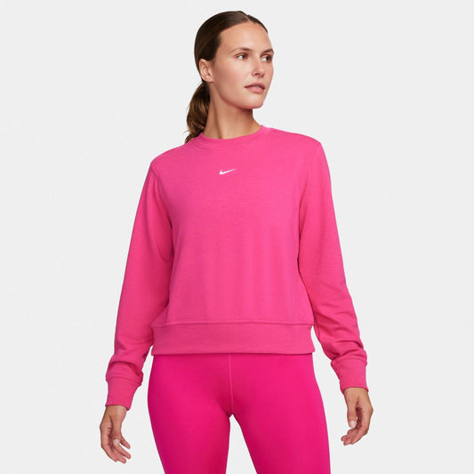 NWT Nike One Dri-Fit Pink White Training Pullover Sweatshirt Womens Size Large