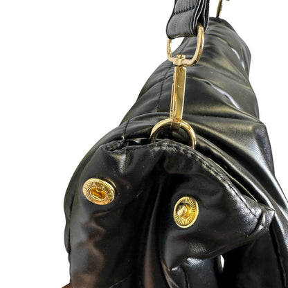 Anthropologie Black Puffy Quilted Fold Over Edison Shoulder Bag