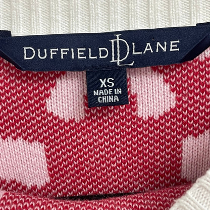 Duffield Lane Heirloom Cotton The Bow Sweater in Ivory Red and Pink Womens XS