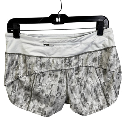 Lululemon Athletica Gray White Print High Rise Pull On Speed Up Shorts Womens 6