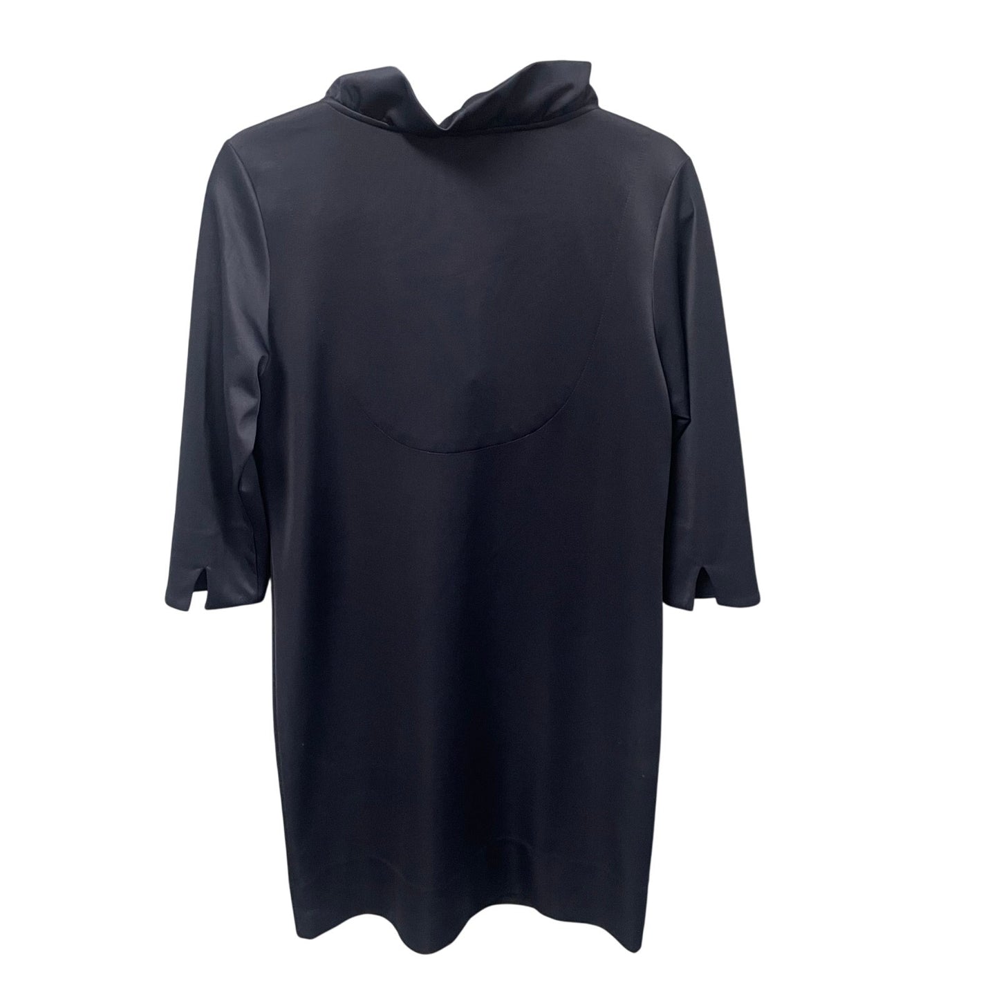 Gretchen Scott Ruff Neck 3/4 Sleeve Navy Shift Dress Womens Size Medium