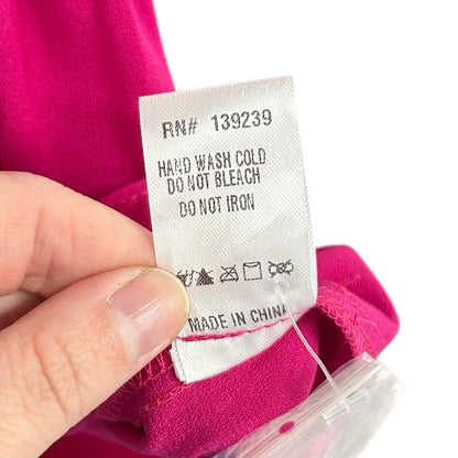 Pomander Place Fuchsia Pink Carlota Long Sleeve Peplum Blouse Womens Size XL