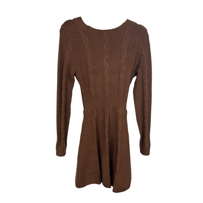 NWT Greylin Anthropologie Brown Wrap Long Sleeve Sweater Dress Womens Small