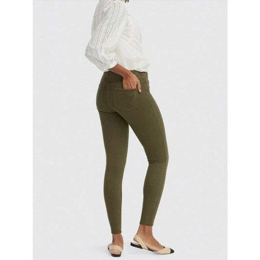 Spanx Olive Green Jean-Ish Faux Front Pocket Pull On Leggings Womens Medium