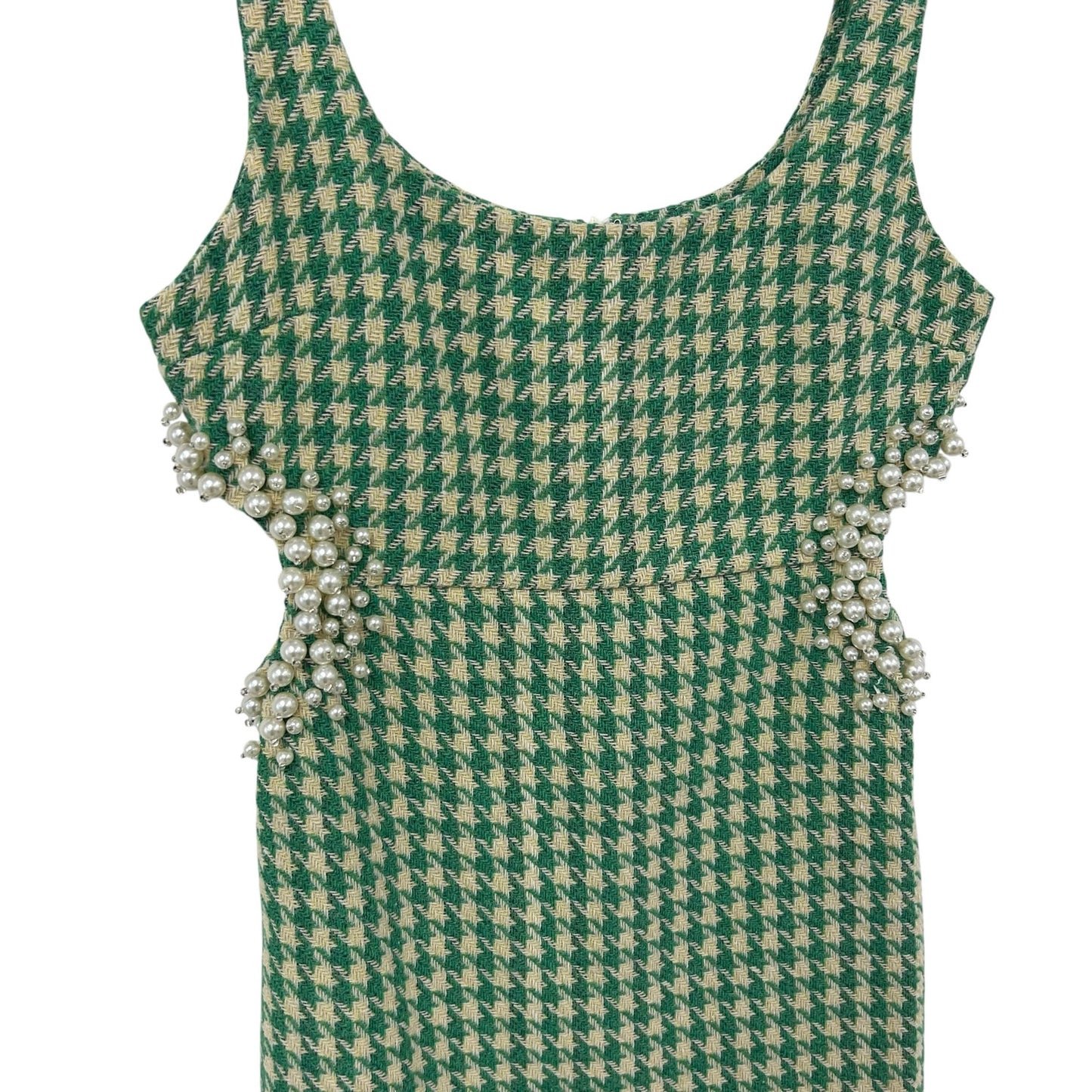 4SI3NNA Green Houndstooth Shailene Sleeveless Mini Dress Womens Medium