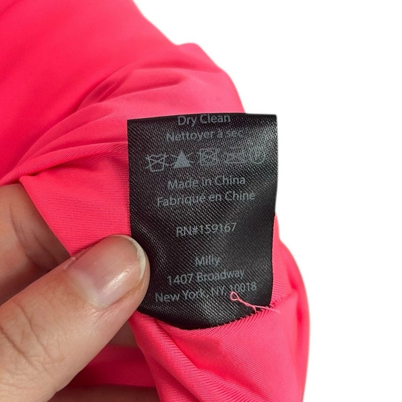 NWT $350 Milly Pink One Shoulder Back Zip Bec Jersey Mini Dress Womens Size 4