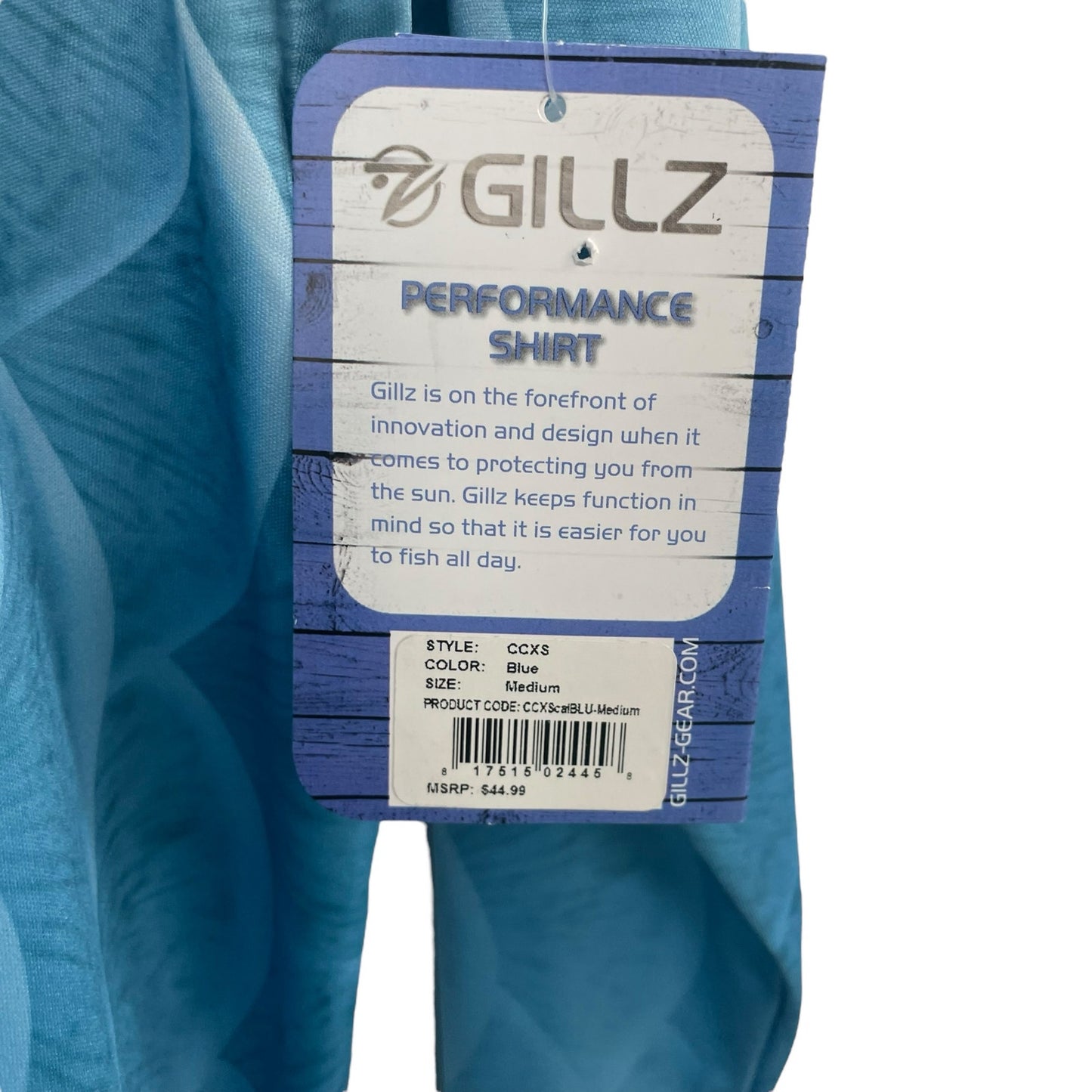 NWT Gillz UPF 50+ Long Sleeve Performance Fishing Shirt Blue Scales Mens Medium