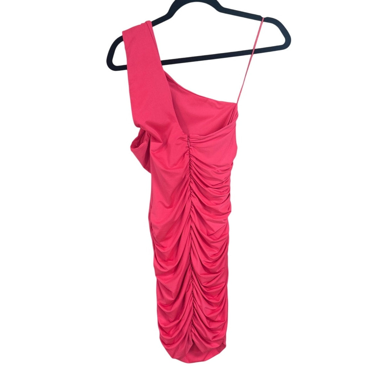 NWT $350 Milly Pink One Shoulder Back Zip Bec Jersey Mini Dress Womens Size 4