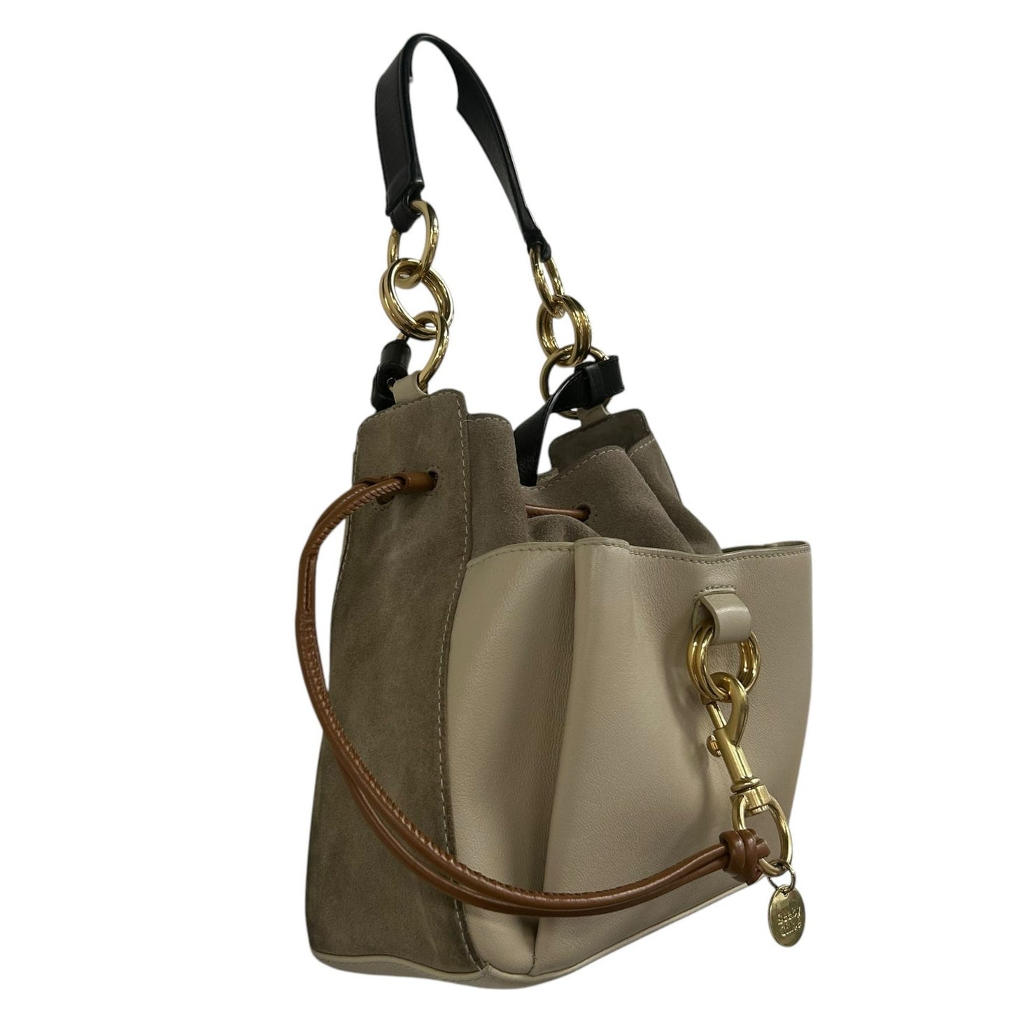 See By Chloe Tony Leather & Suede Drawstring Color Block Shoulder Bag