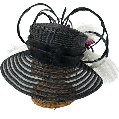 Hat Originals by Becky Black Purple Butterfly Embellished Derby Hat One Size