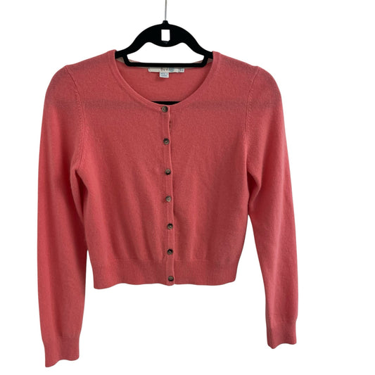 Boden 100% Cashmere Button Front Cropped Cardigan in Coral Womens Size 4