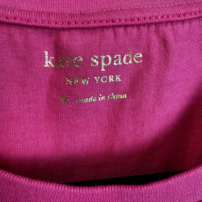 Kate Spade New York Pink Ruffle Sleeve Crewneck Cotton Peplum Tee Womens Medium