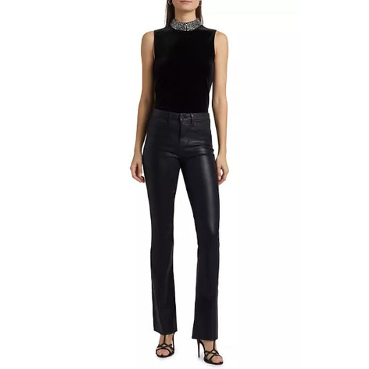 NWT L’Agence Black Madelyn Crystal-Embellished Mock Neck Sleeveless Top Small