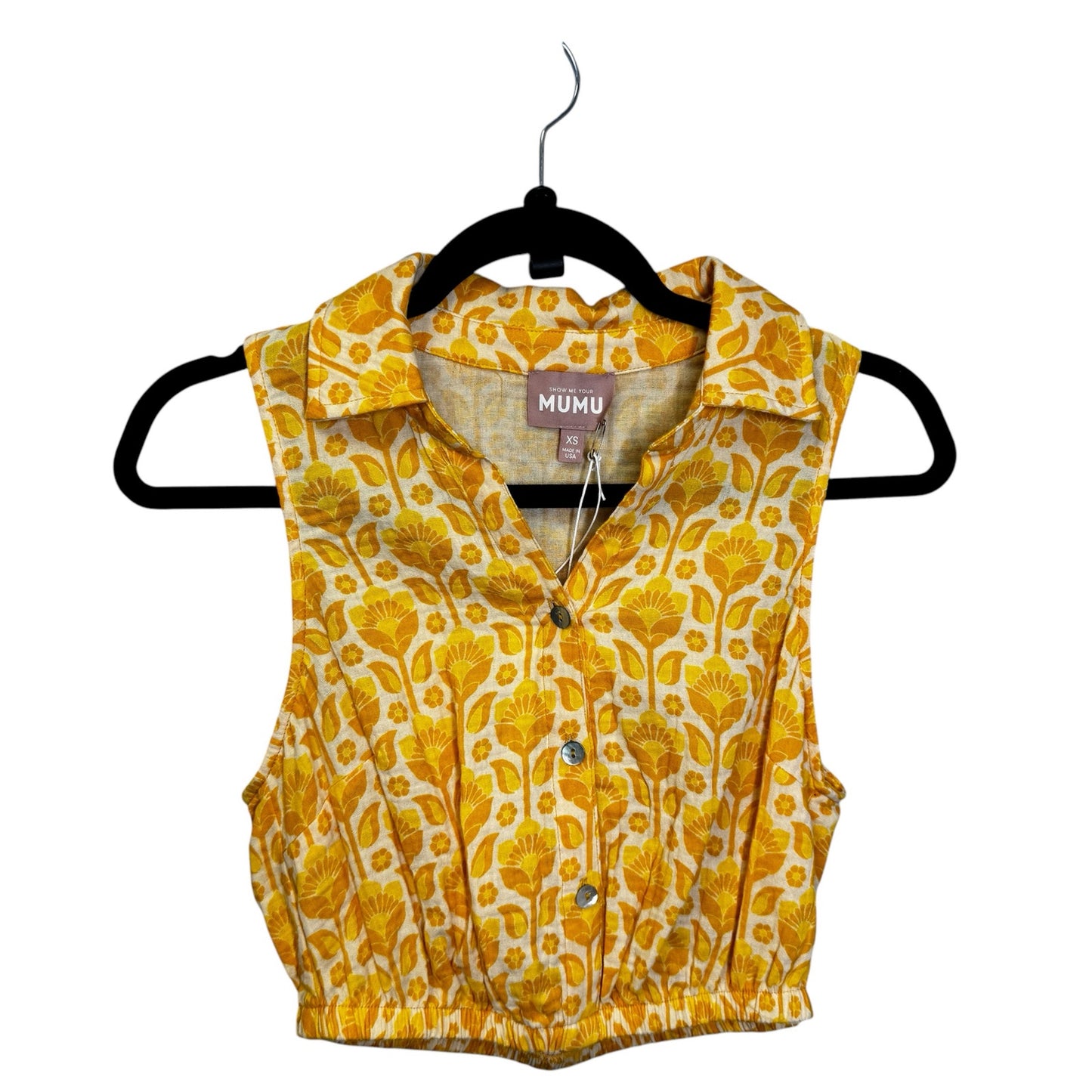 NWT Show Me Your Mumu Yellow Golden Fields Camden Tank Top Womens X-Small