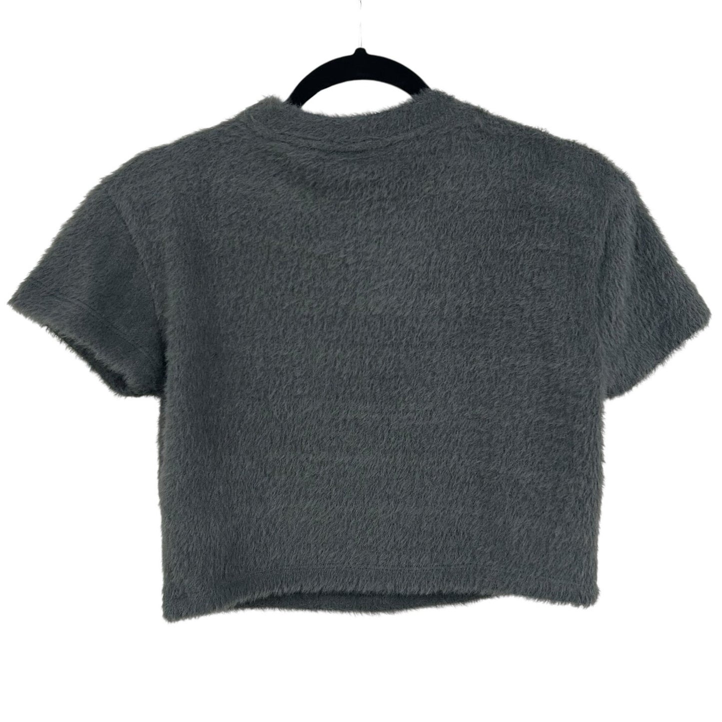 by Anthropologie Gray Fuzzy Short Sleeve Cozy Baby Tee Womens Large