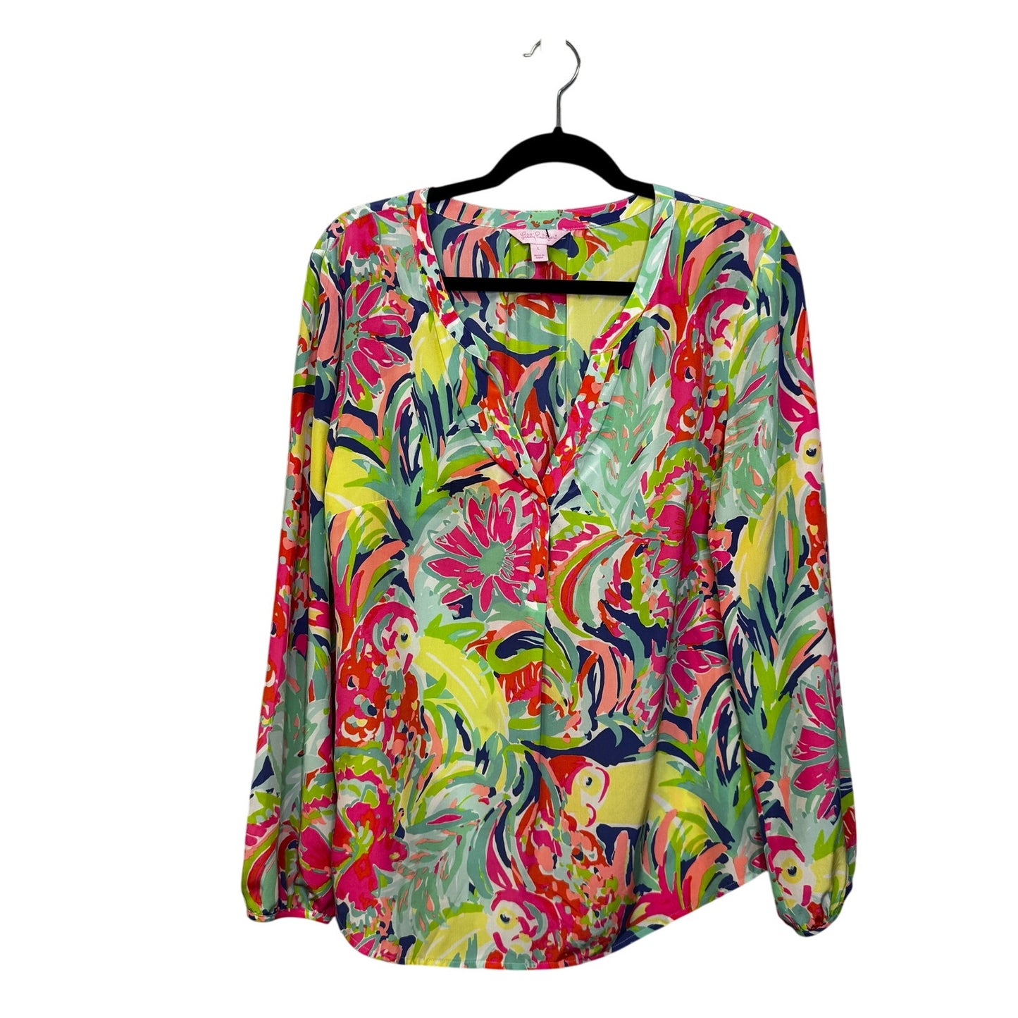 Lilly Pulitzer Multi Color in Casa Banana Long Sleeve Stacey Top Womens  Large