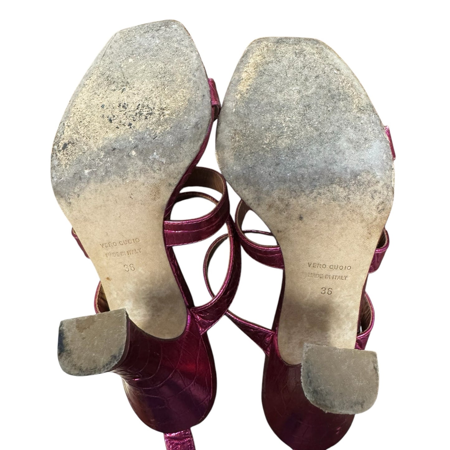 Paris Texas Pink Metallic Crocodile Embossed Leather Pumps Womens 6