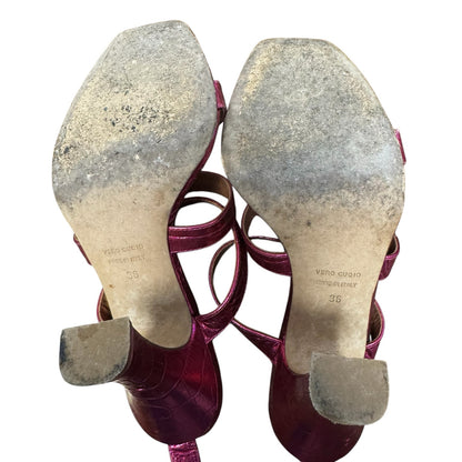 Paris Texas Pink Metallic Crocodile Embossed Leather Pumps Womens 6