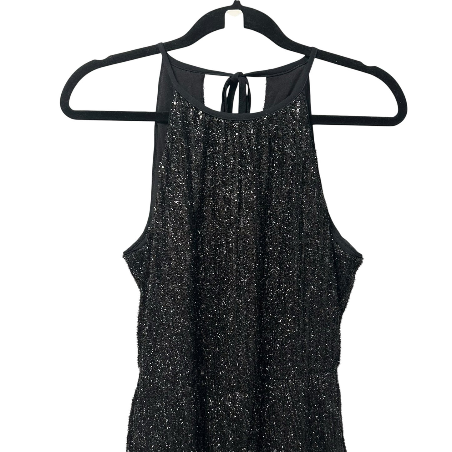 NWT Maeve by Anthropologie Black Sequin Disco Sleeveless Jumpsuit Womens 4