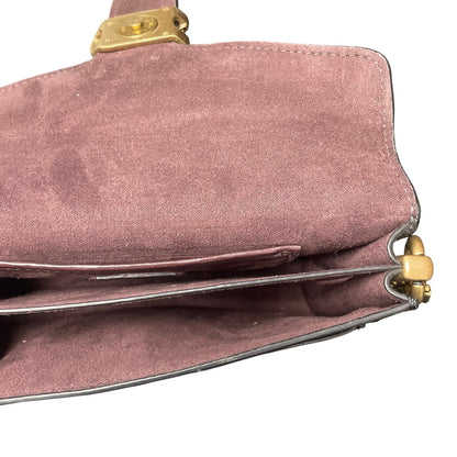 Coach Tabby Mixed Leather Chain Crossbody Bag With Gem C Closure Black Gold