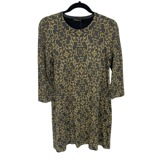 NWT J. McLaughlin Kaya Knit Swing Dress Black Gold Metallic Devon Scroll Small