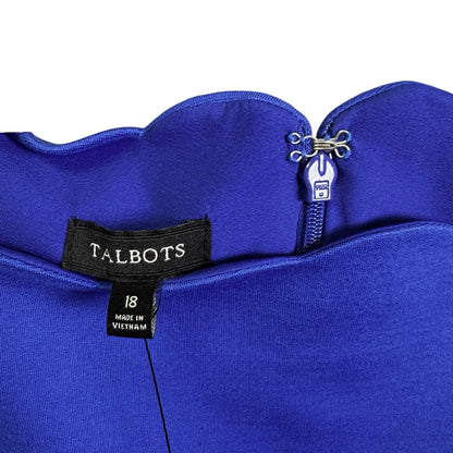 NWT Talbots Blue Short Sleeve Scalloped Square Neck Mini Shift Dress Womens 18