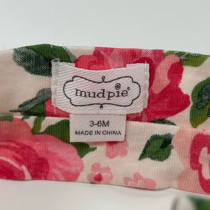 Mud Pie Rose Print Baby Cotton Sleeper Set with Headband Girls 3-6 Months