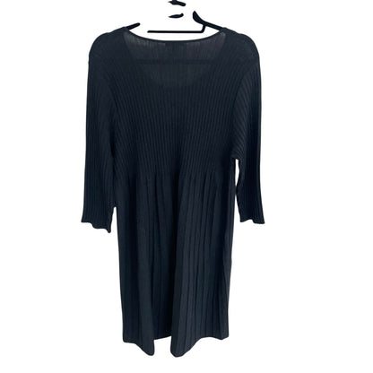 Eileen Fisher Pure Wool Knit Scoop Neck Pleated Sweater Dress Gray Womens XL