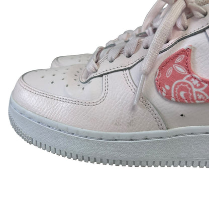 Nike Air Force 1 '07 Pearl Pink Coral White Paisley Lace Up Sneakers Womens 7