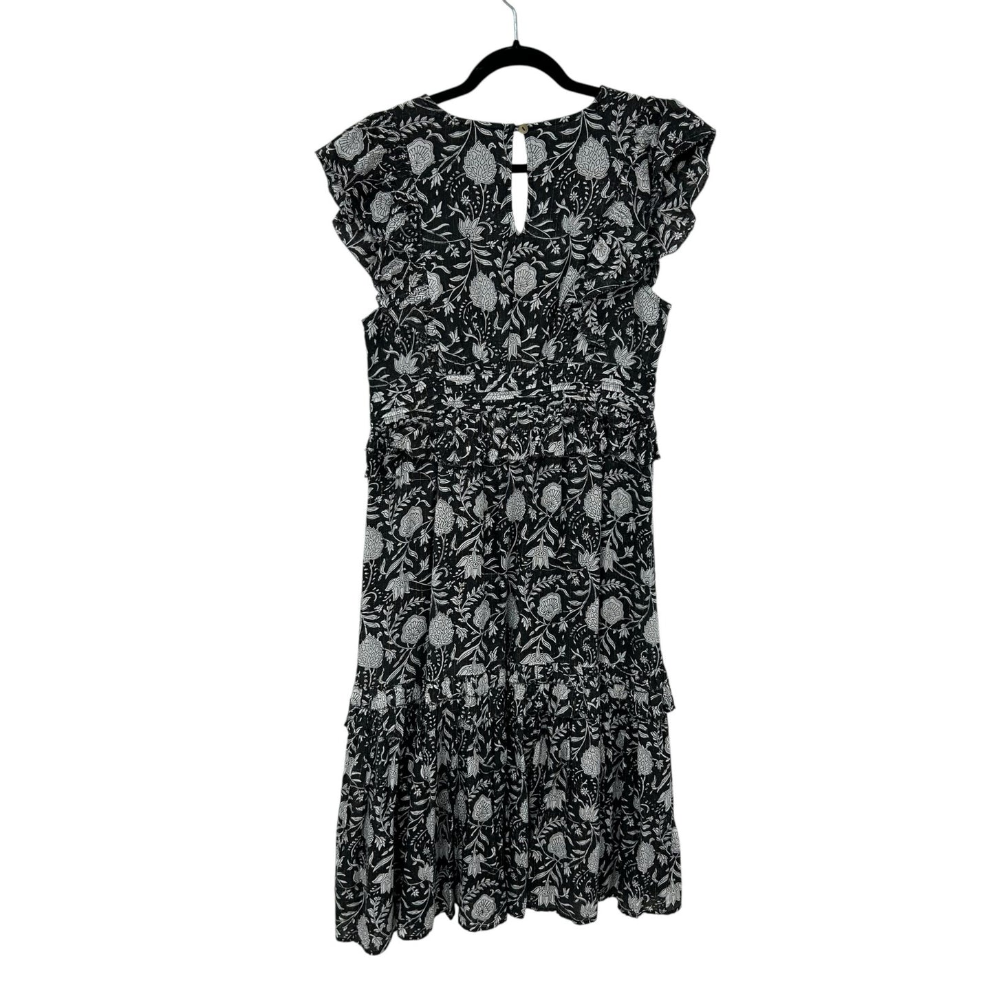 Cleobella Cherie Black White Floral Print Tiered Midi Dress Womens Medium