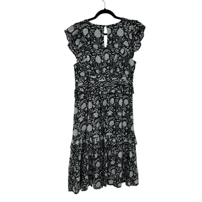 Cleobella Cherie Black White Floral Print Tiered Midi Dress Womens Medium