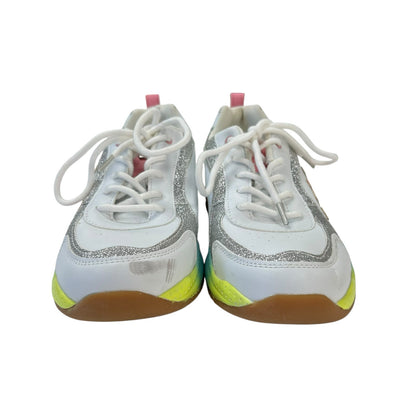 Juicy Couture Girl's Beverly Blvd Glitter Pink Logo Sneakers in White Rainbow 4
