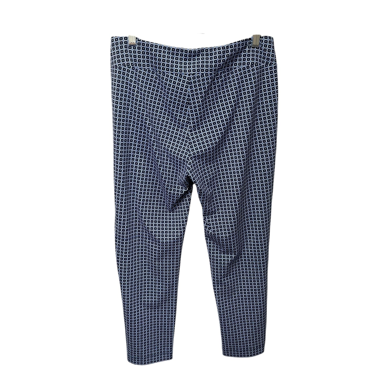 J. McLaughlin Navy Blue Geometric Print Nylon Blend Pull On Pants Womens Medium