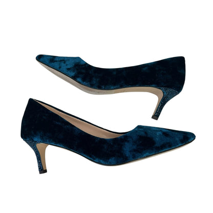 Kate Spade Blue Crystalline Crushed Velvet Rhinestone Heel Pumps Womens 7