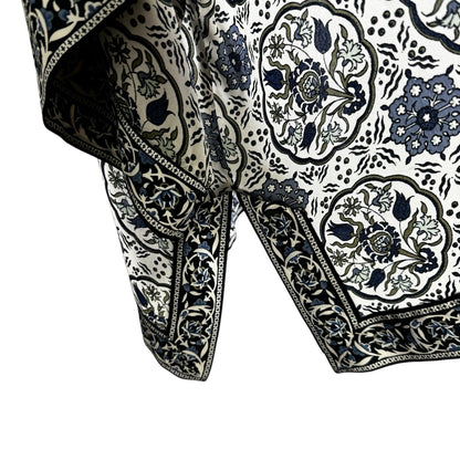 Max Studio Blue White Print Long Kimono Sleeve Open Front Cardigan Womens 1X