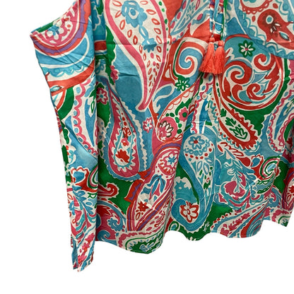 NWT Talbots Sleeveless Tassel Tie Front Multicolor Paisley Print Top Womens 2X