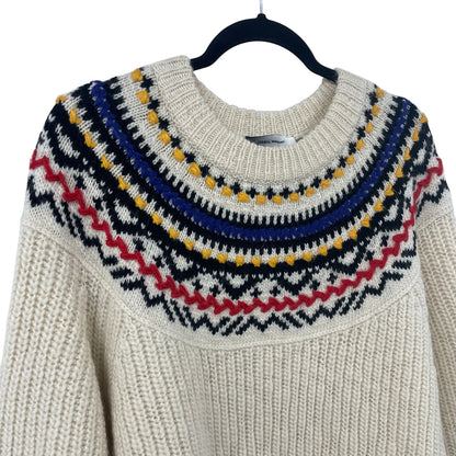 Isabel Marant Gillen Jumper Fair Isle Wool Knit Sweater Cream Multicolor Medium