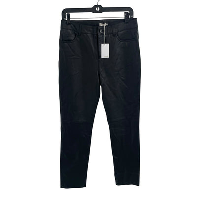 NWT Ecru Black Leather Straight Leg High Waist Hudson Pant Womens Size 4