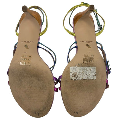 Kurt Geiger Silver Jewel Buckle Rainbow Leather Pierra Heels Womens 41 / US 10