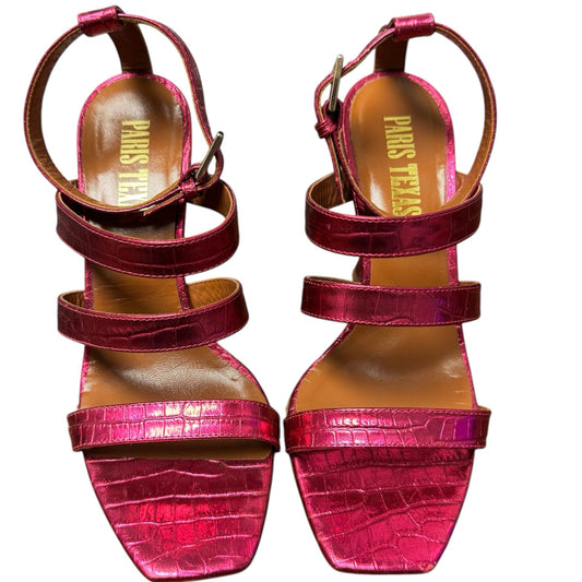 Paris Texas Pink Metallic Crocodile Embossed Leather Pumps Womens 6